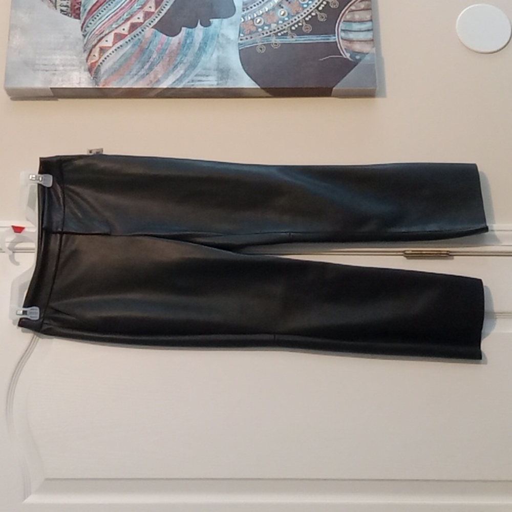 INC BLACK LEATHER LOOK PANTS